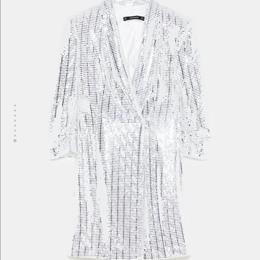 Zara sequin blazer dress white/silver